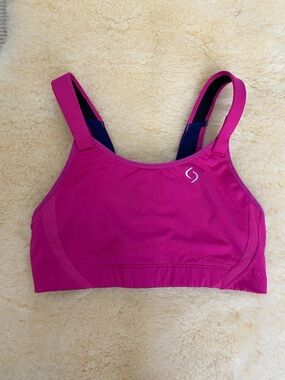 Moving Comfort Brooks Sports Bra 34D Hot Pink and Navy Like New